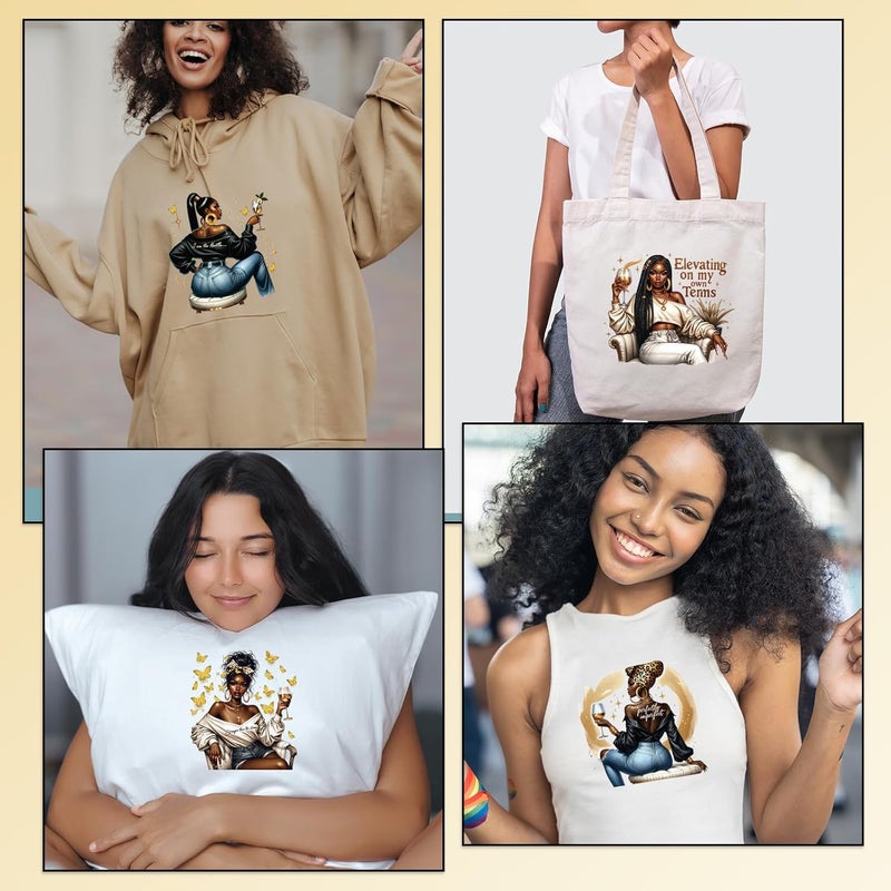 Shejdgart Dtf Transfers Ready to Press - 20 Pcs African American Women Iron on Transfers for T-Shirts Black Girl Heat Transfer Vinyl Patches Decals for Clothes Bag Pillow DIY Decor - Image 5